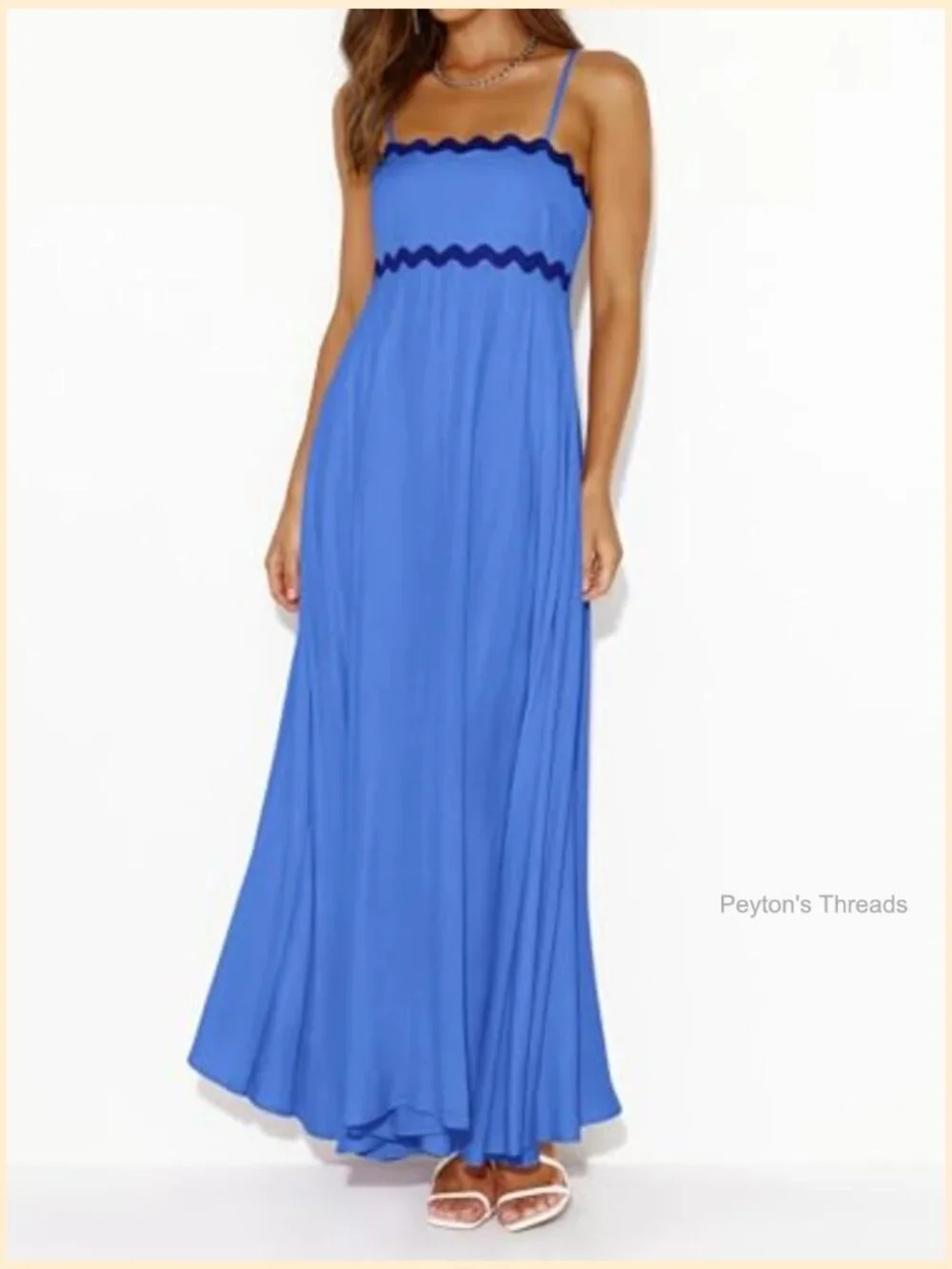 Women's Spaghetti Strap Smocked Maxi Dress Bohemian Flowy Long Sundress